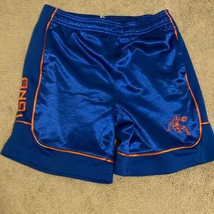 Cool blue and one shorts, orange outline basketball
